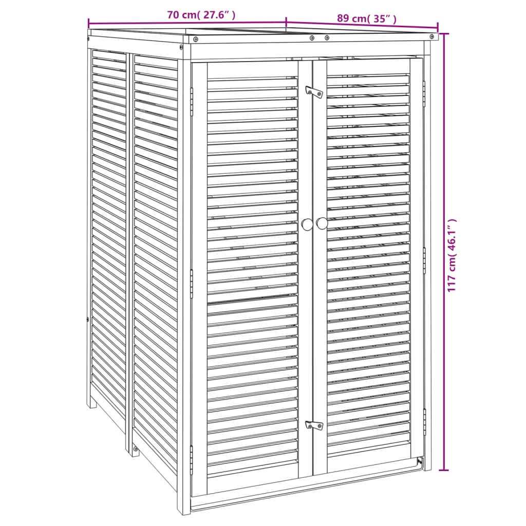 Abrigo individual p/ caixote do lixo 70x89x117 cm acácia maciça