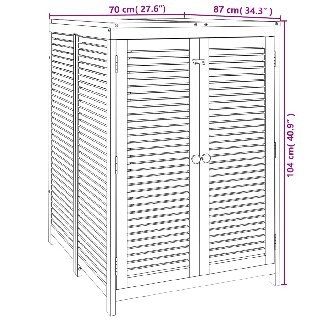 Caixa de arrumação para jardim 70x87x104 cm acácia maciça