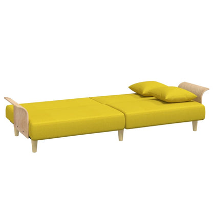 Sofá-cama com apoio de braços tecido amarelo