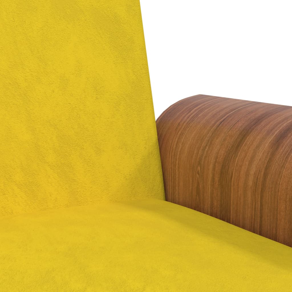 Sofá-cama com suporte para copos veludo amarelo