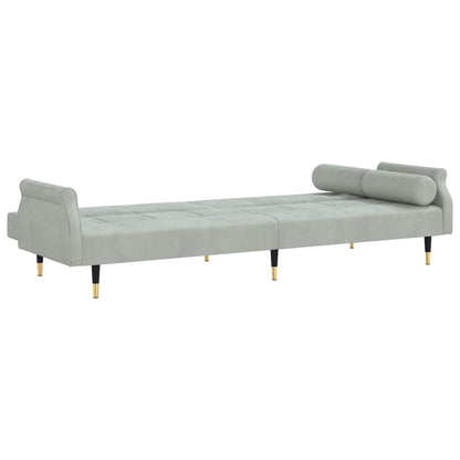 Sofá-Cama Sarah de 3 Lugares em Veludo - Cinzento Claro - Design Moderno