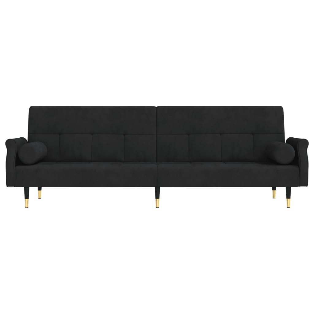 Sofá-Cama Sarah de 3 Lugares em Veludo - Preto - Design Moderno