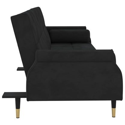 Sofá-Cama Sarah de 3 Lugares em Veludo - Preto - Design Moderno