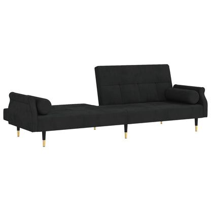 Sofá-Cama Sarah de 3 Lugares em Veludo - Preto - Design Moderno