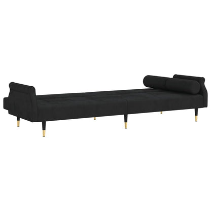 Sofá-Cama Sarah de 3 Lugares em Veludo - Preto - Design Moderno