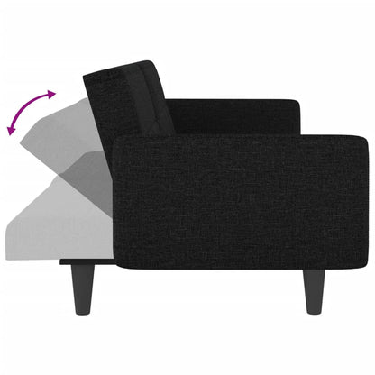 Sofá-Cama Tavira com Suporte de Copos e USB em Tecido - Preto - Design Moderno