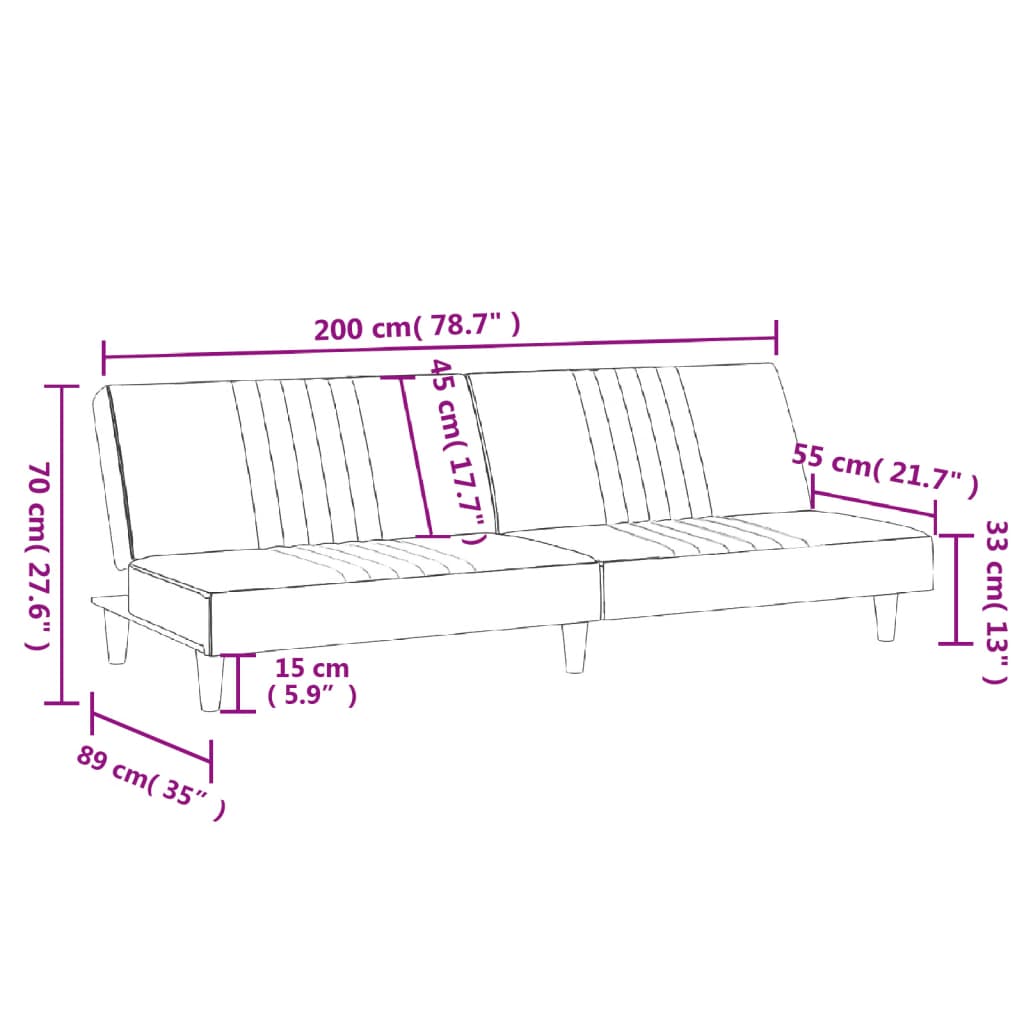 Sofá-Cama Juno em Tecido Preto - Design Nórdico