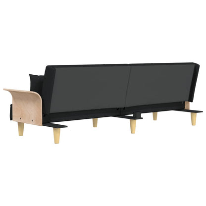 Sofá Cama Helsi - Com Apoio de Braços - Cor Preto - Estrutura em Madeira, Assentos, Encostos e Apoios de Braços Espessamente Acolchoados - 224 x 89-100x 70-47 cm - Design Moderno