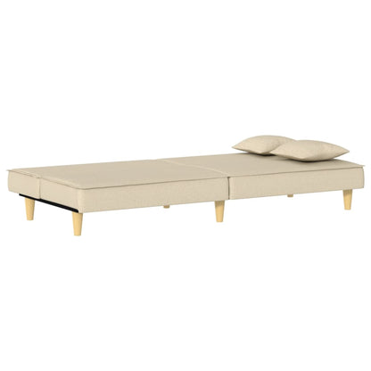 Sofá Cama - Cor Creme - Em Tecido, Estrutura em Contraplacado e com os Assentos,  Encostos Espessamente Acolchoados em Espuma - 200x89x70 cm - Design Moderno