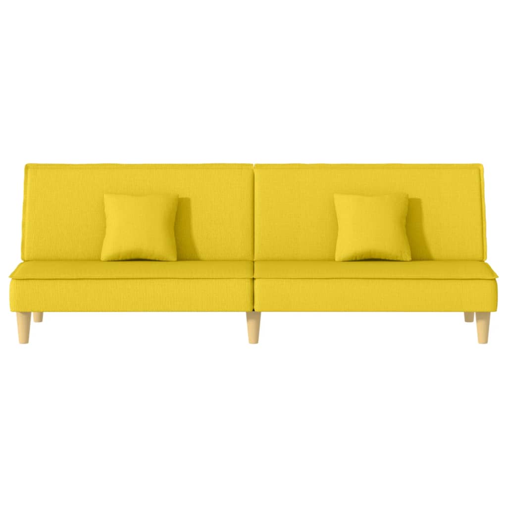 Sofá Cama - Cor Cinzento Amarelo - Em Tecido, Estrutura em Contraplacado e com os Assentos,  Encostos Espessamente Acolchoados em Espuma - 200x89x70 cm - Design Moderno