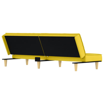 Sofá Cama - Cor Cinzento Amarelo - Em Tecido, Estrutura em Contraplacado e com os Assentos,  Encostos Espessamente Acolchoados em Espuma - 200x89x70 cm - Design Moderno