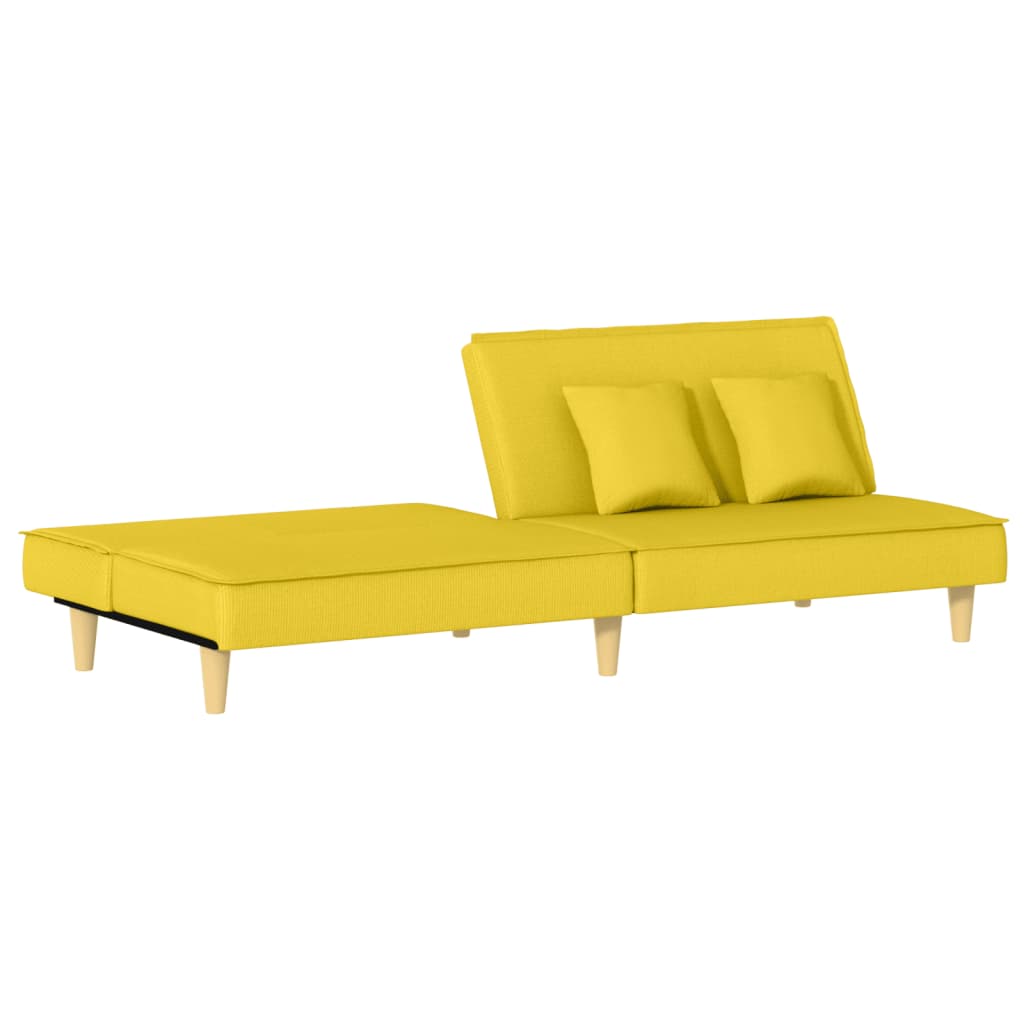 Sofá Cama - Cor Cinzento Amarelo - Em Tecido, Estrutura em Contraplacado e com os Assentos,  Encostos Espessamente Acolchoados em Espuma - 200x89x70 cm - Design Moderno