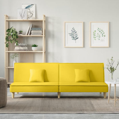 Sofá Cama - Cor Cinzento Amarelo - Em Tecido, Estrutura em Contraplacado e com os Assentos,  Encostos Espessamente Acolchoados em Espuma - 200x89x70 cm - Design Moderno