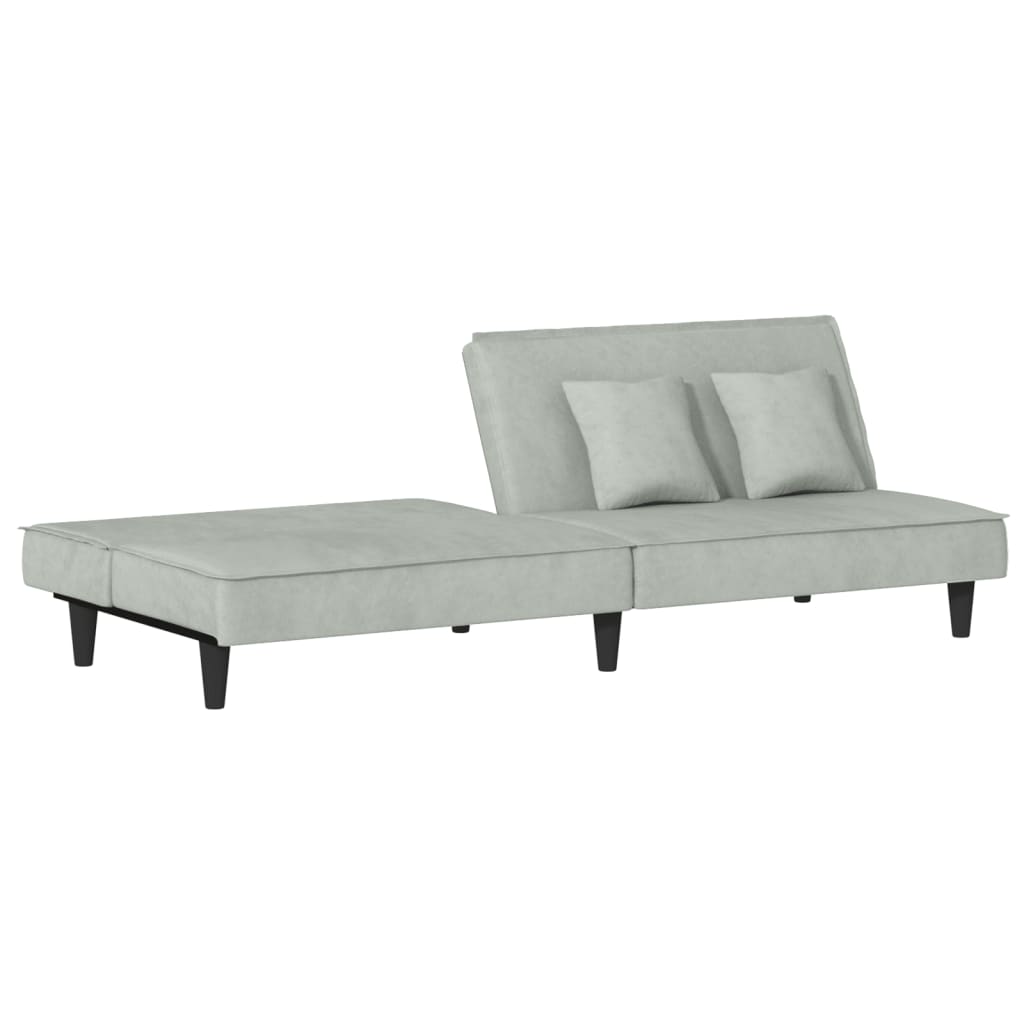 Sofá-Cama Ofir em Veludo - Cinzento Claro - Design Moderno