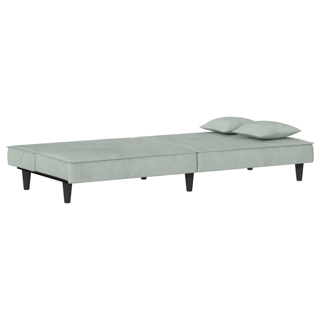 Sofá-Cama Ofir em Veludo - Cinzento Claro - Design Moderno