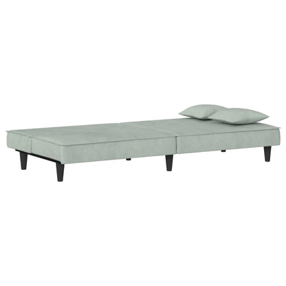 Sofá-Cama Ofir em Veludo - Cinzento Claro - Design Moderno