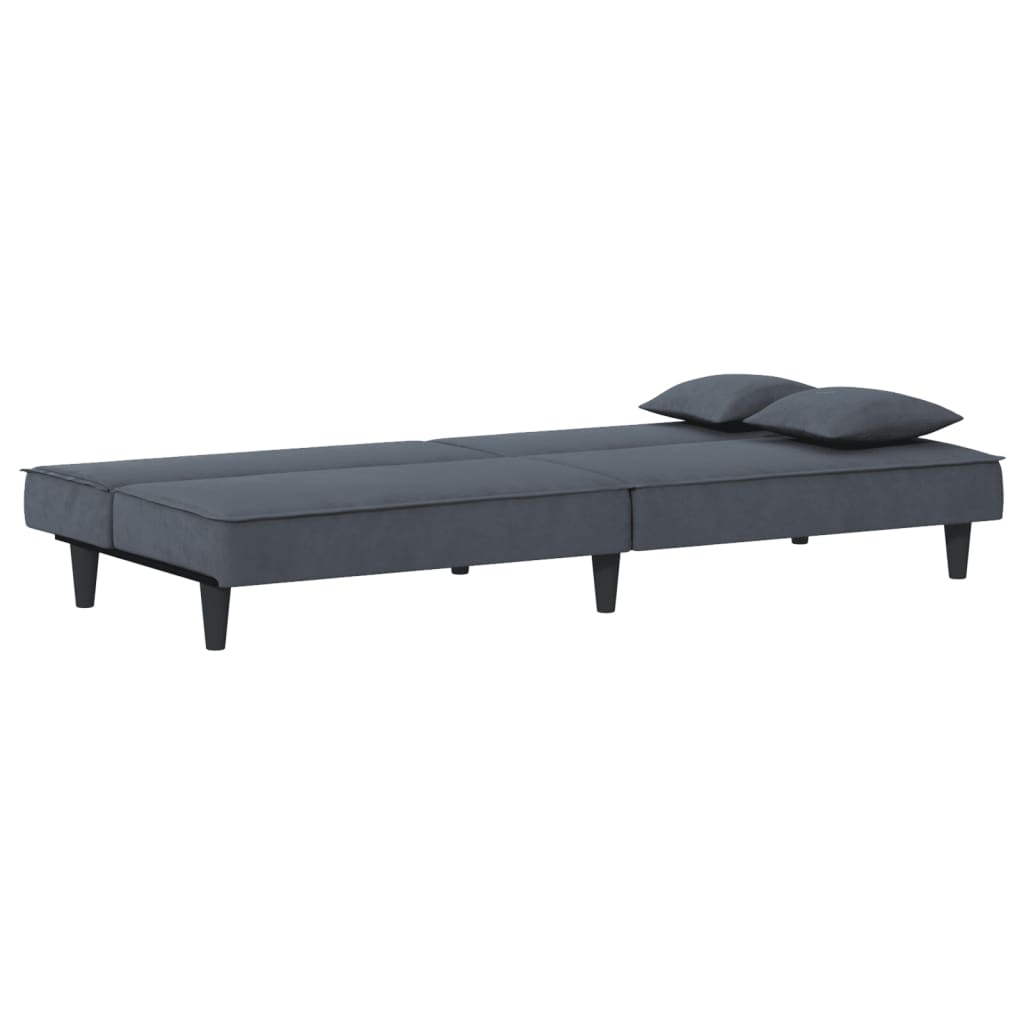 Sofá-Cama Ofir em Veludo - Cinzento Escuro - Design Moderno