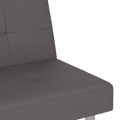 Sofá-cama com suporte para copos couro artificial cinzento