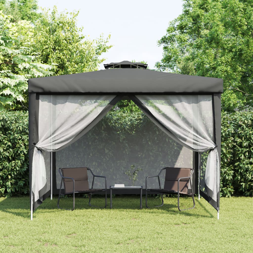 Tenda 3x3 de Eventos com Telhado Duplo - Cinzento