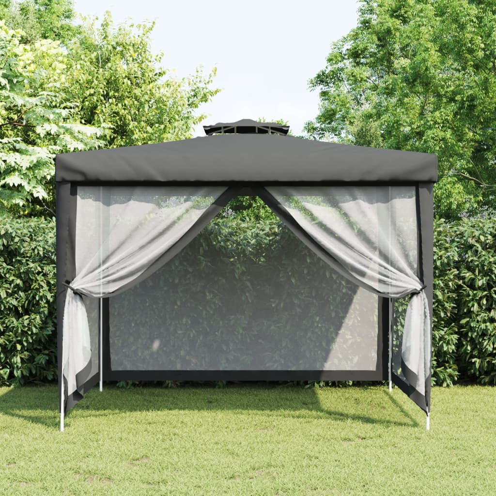 Tenda 3x3 de Eventos com Telhado Duplo - Cinzento