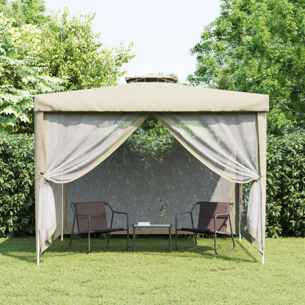 Tenda 3x3 de Eventos com Telhado Duplo - Creme