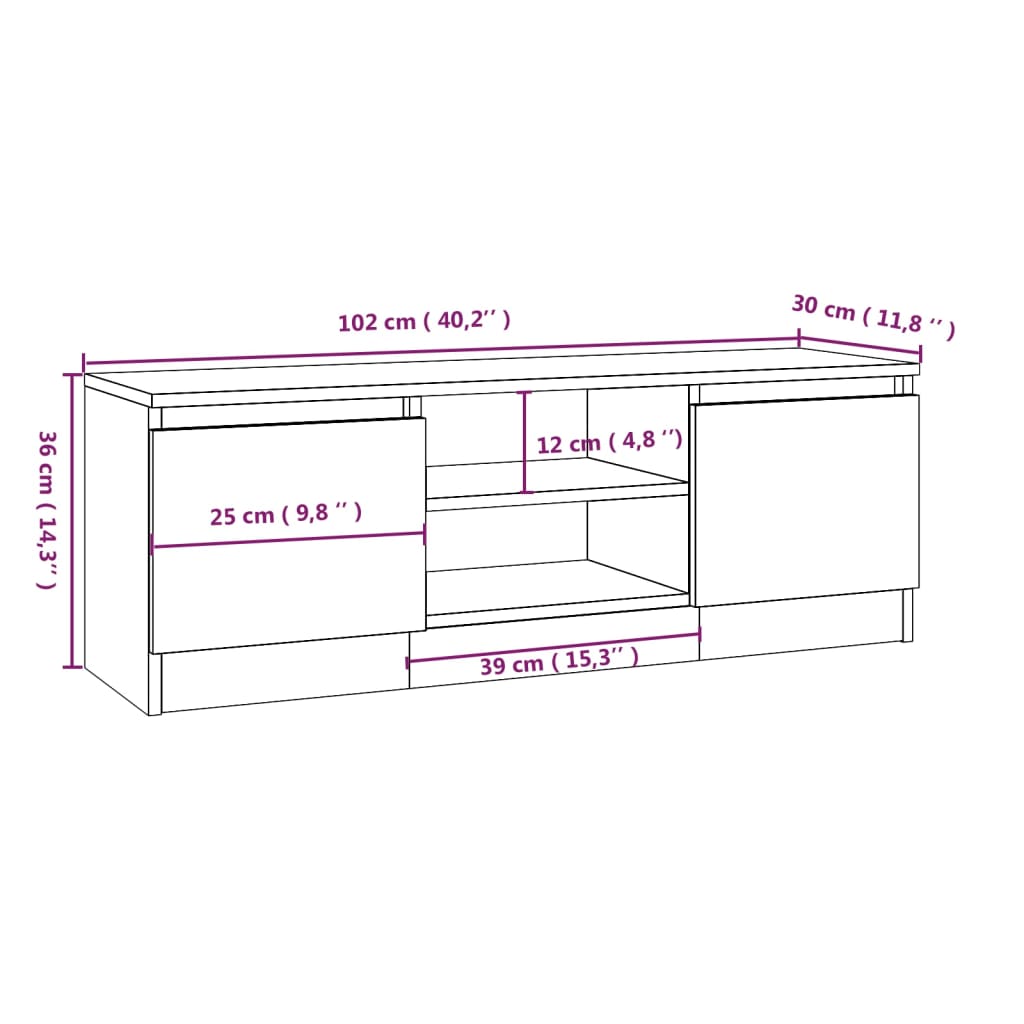 Móvel de TV com porta 102x30x36 cm branco