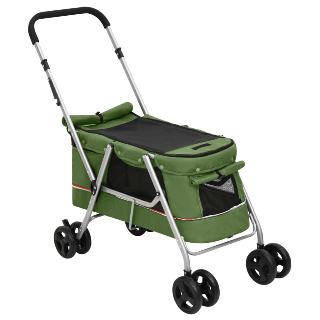 Carrinho dobrável para cães 100x49x96 cm tecido linho verde