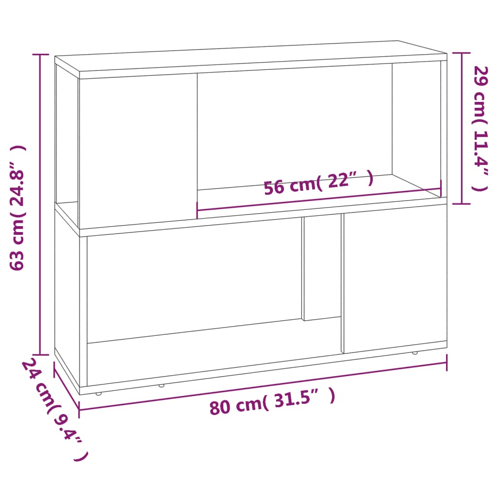 Estante/divisória 80x24x63 cm cinzento sonoma