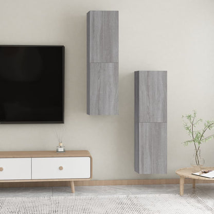 Móveis p/ TV de parede 2 pcs 30,5x30x110 cm cinzento sonoma