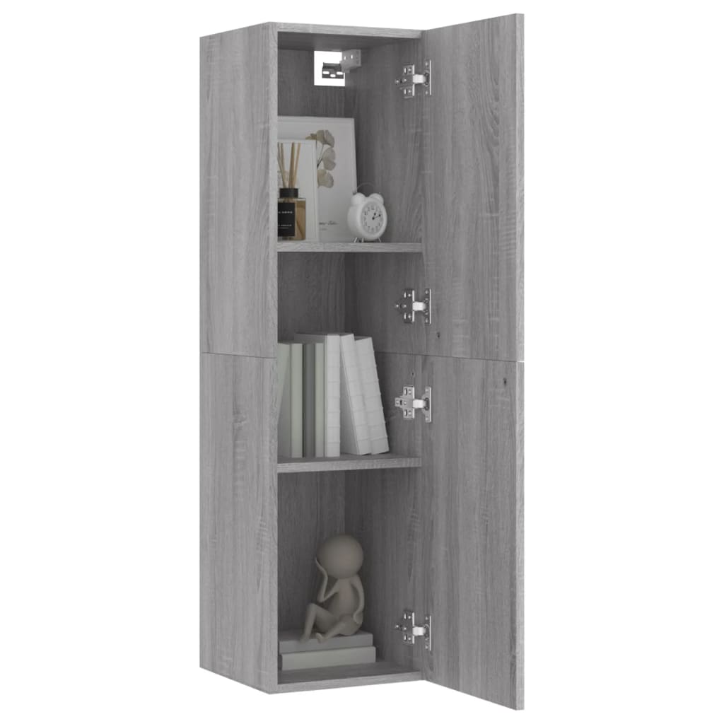 Móveis p/ TV de parede 2 pcs 30,5x30x110 cm cinzento sonoma