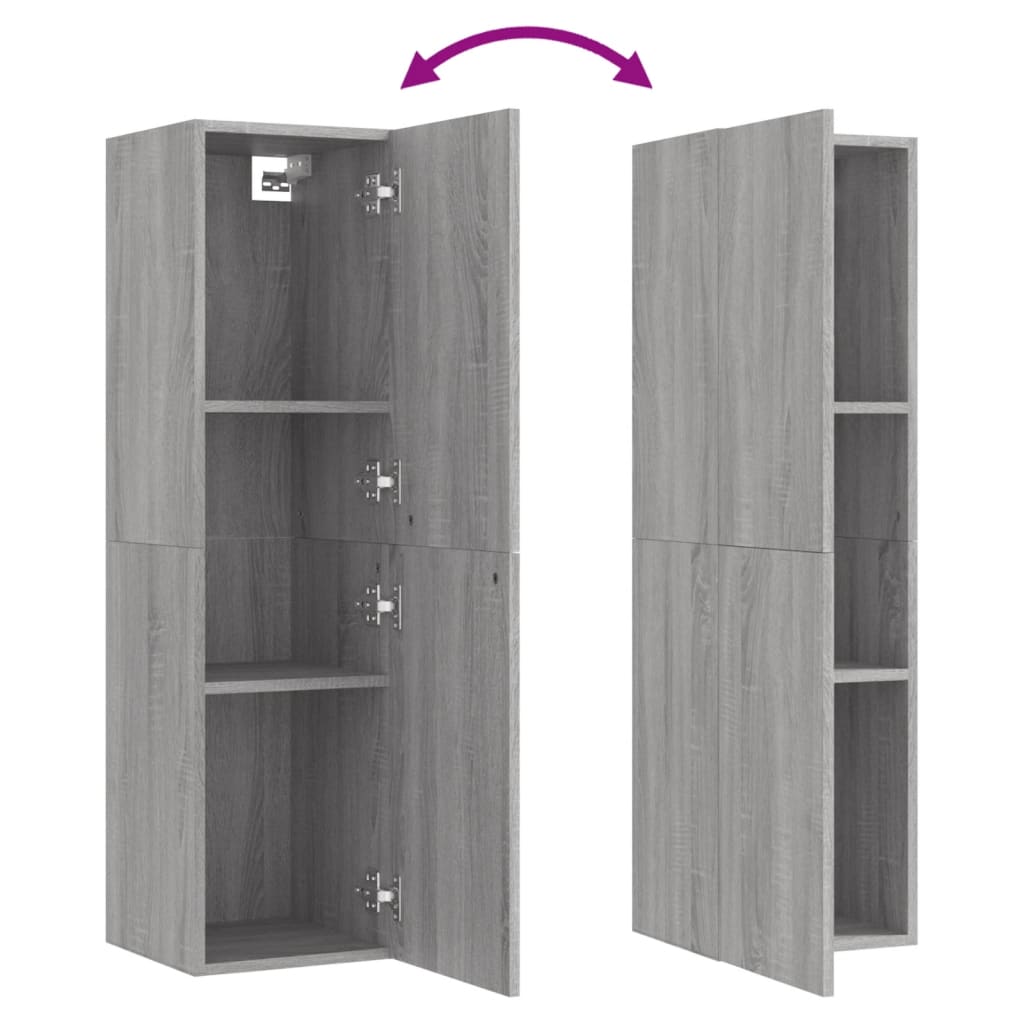 Móveis p/ TV de parede 2 pcs 30,5x30x110 cm cinzento sonoma