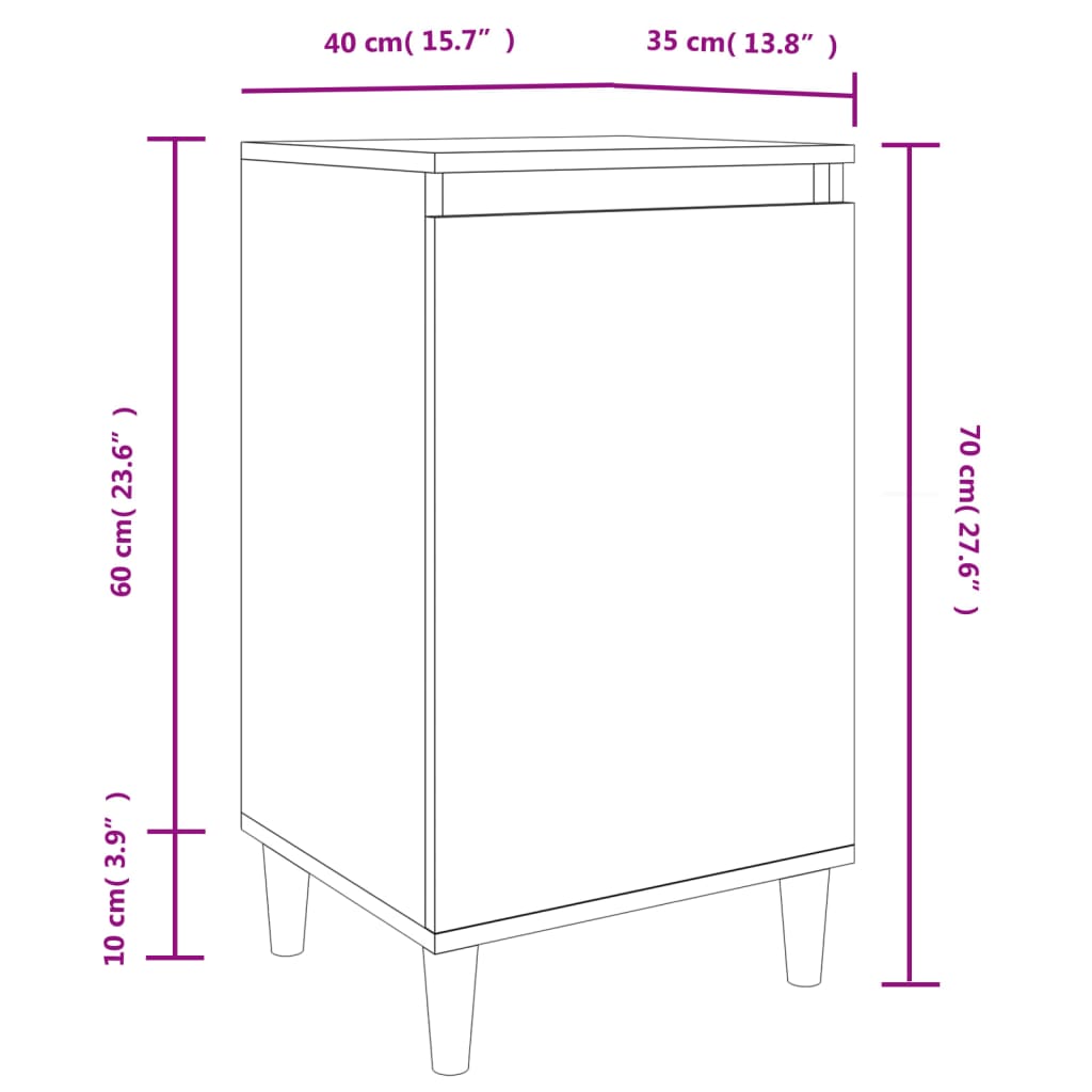 Mesa de cabeceira 40x35x70 cm derivados de madeira branco