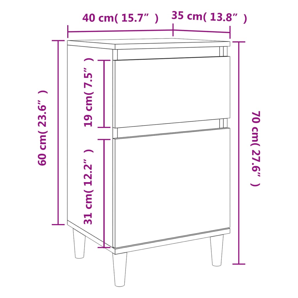 Mesa de cabeceira 40x35x70 cm branco