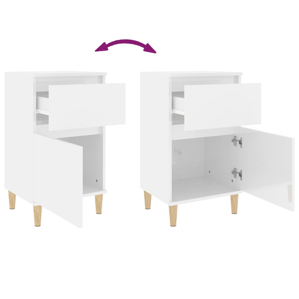 Mesa de cabeceira 40x35x70 cm branco brilhante