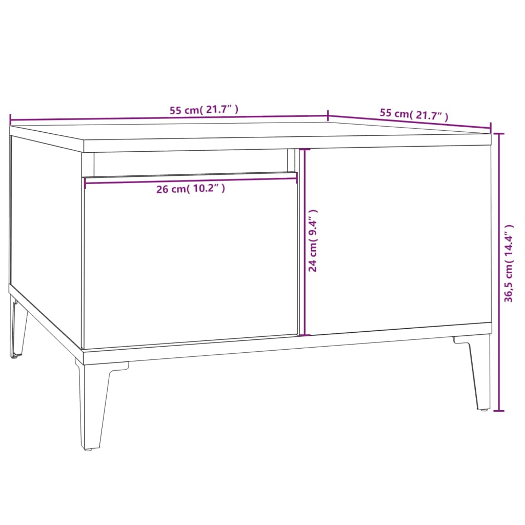 Mesa de centro 55x55x36,5 cm derivados madeira cinzento cimento