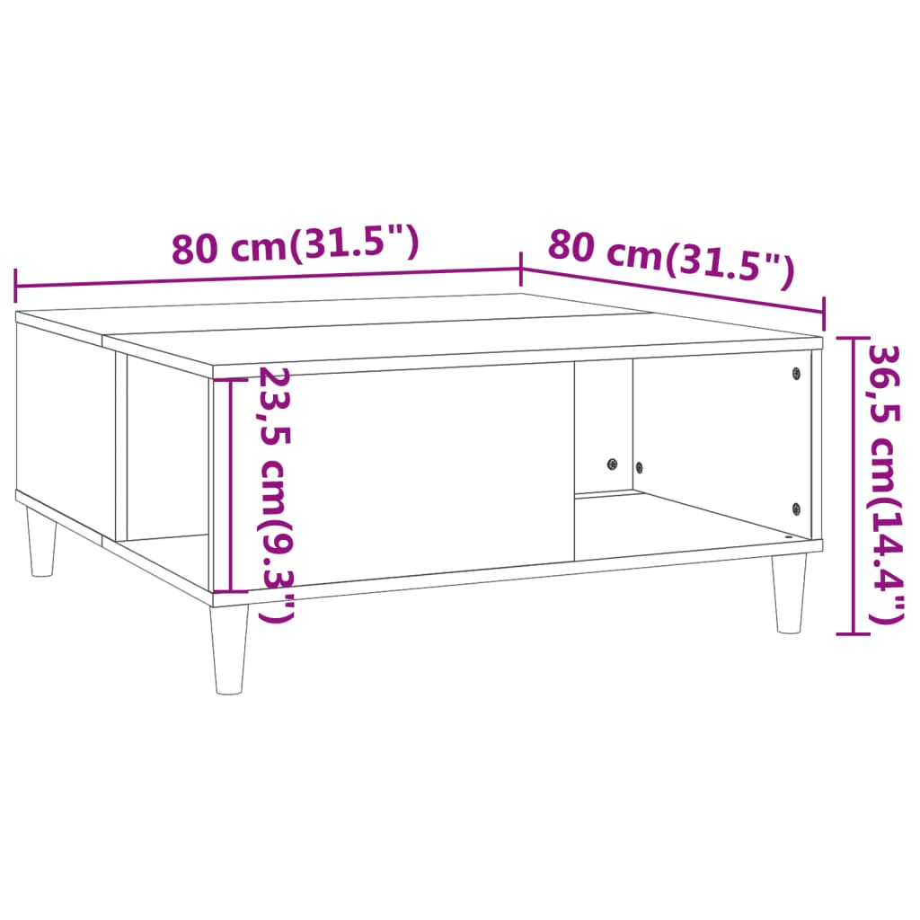 Mesa de centro 80x80x36,5 cm derivados de madeira branco