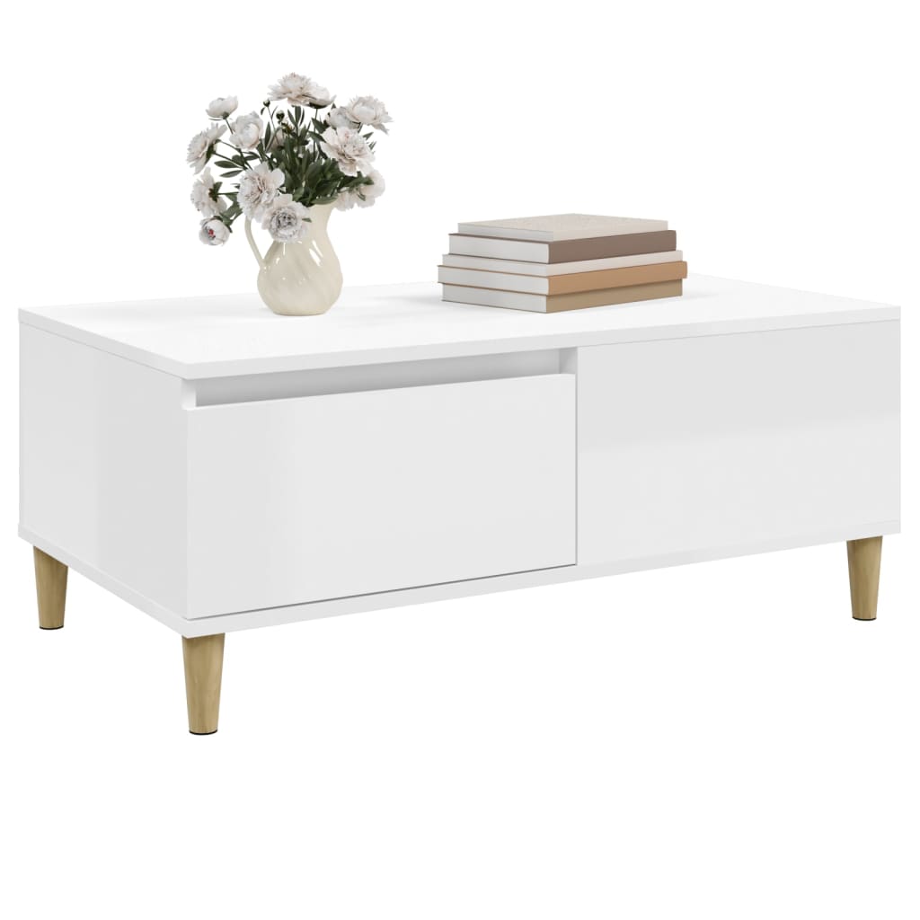 Mesa de centro 90x50x36,5 cm derivados madeira branco brilhante