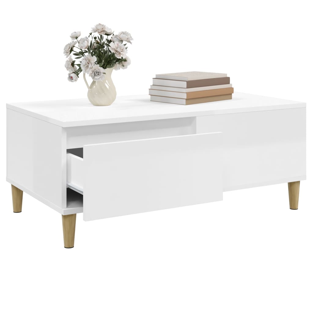 Mesa de centro 90x50x36,5 cm derivados madeira branco brilhante