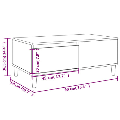 Mesa de centro 90x50x36,5cm derivados madeira carvalho castanho