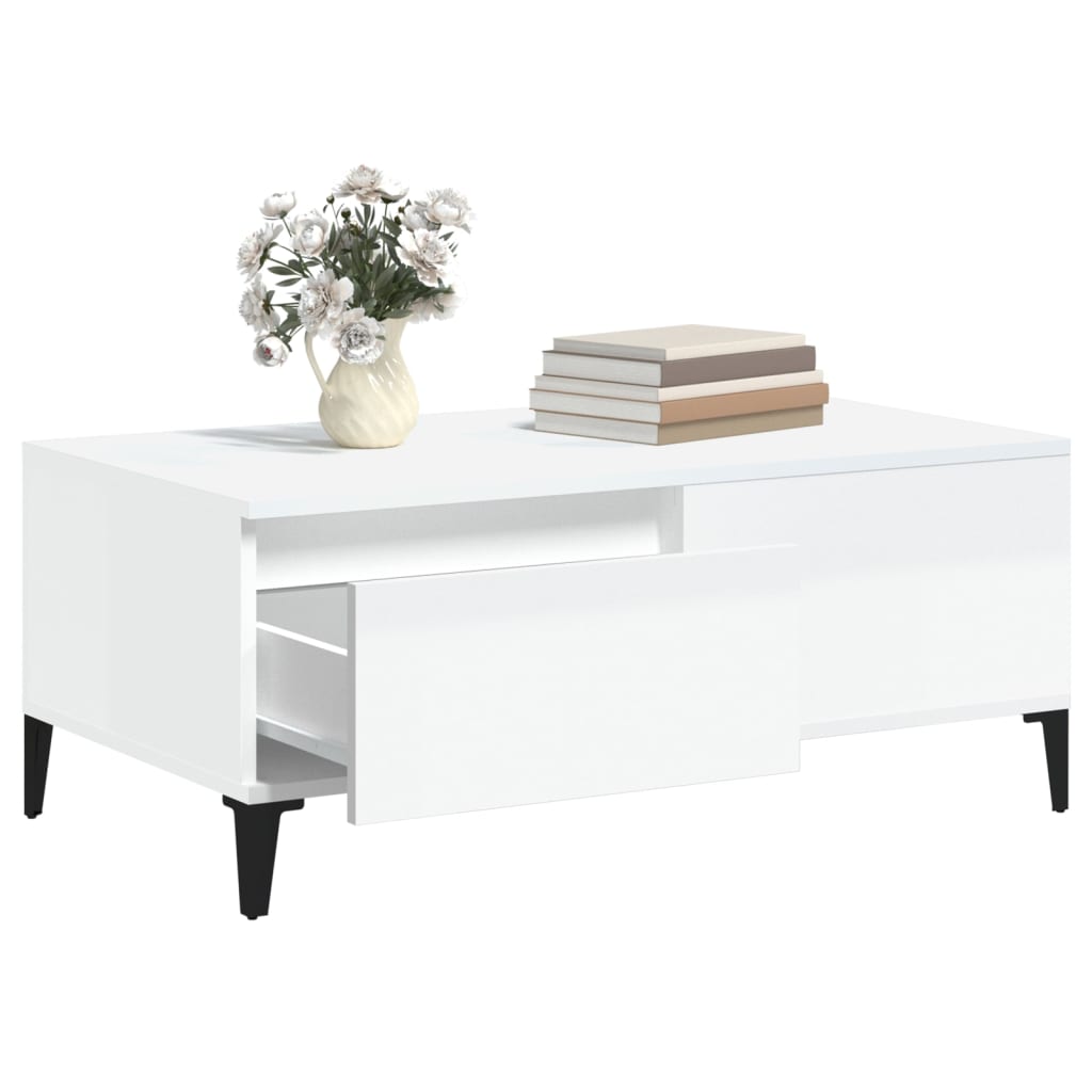 Mesa de centro 90x50x36,5 cm derivados madeira branco brilhante