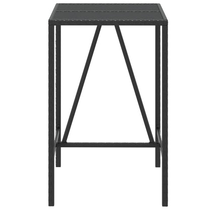 Mesa de bar com tampo de vidro 70x70x110 cm vime PE preto