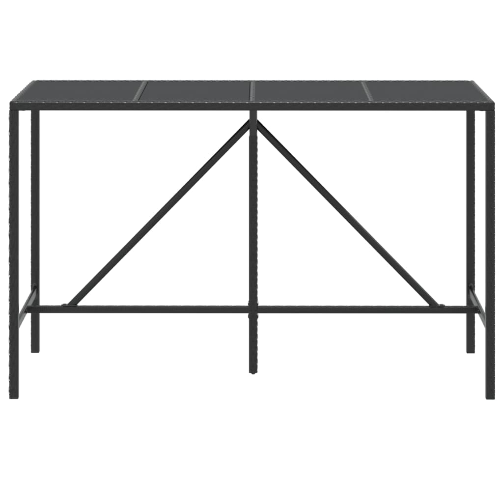 Mesa de bar com tampo de vidro 180x70x110 cm vime PE preto