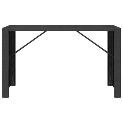 Mesa de bar com tampo de vidro 185x80x110 cm vime PE preto