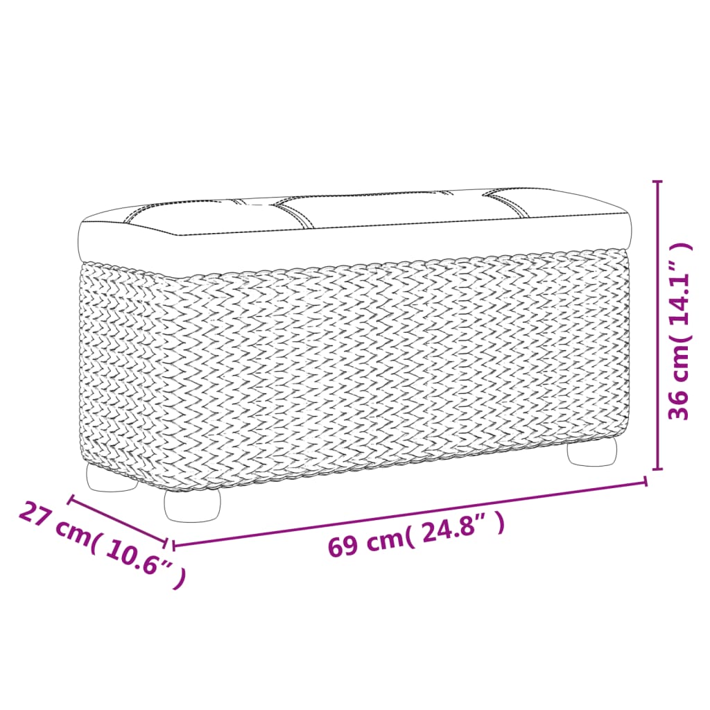 Bancos de arrumação 2pcs com almofadão cinzento 69 cm taboa