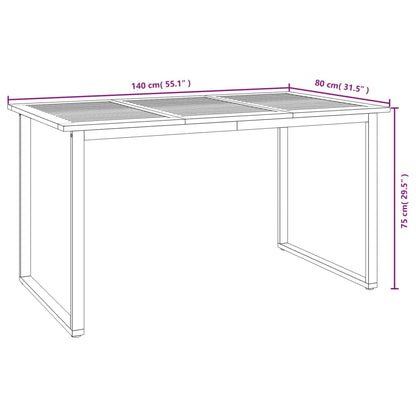 Mesa jardim c/ pernas em forma de U 140x80x75 cm acácia maciça