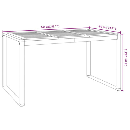 Mesa jardim c/ pernas em forma de U 140x80x75 cm acácia maciça