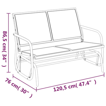 Banco oscilante p/ jardim 120,5x76x86,5 cm textilene/aço preto