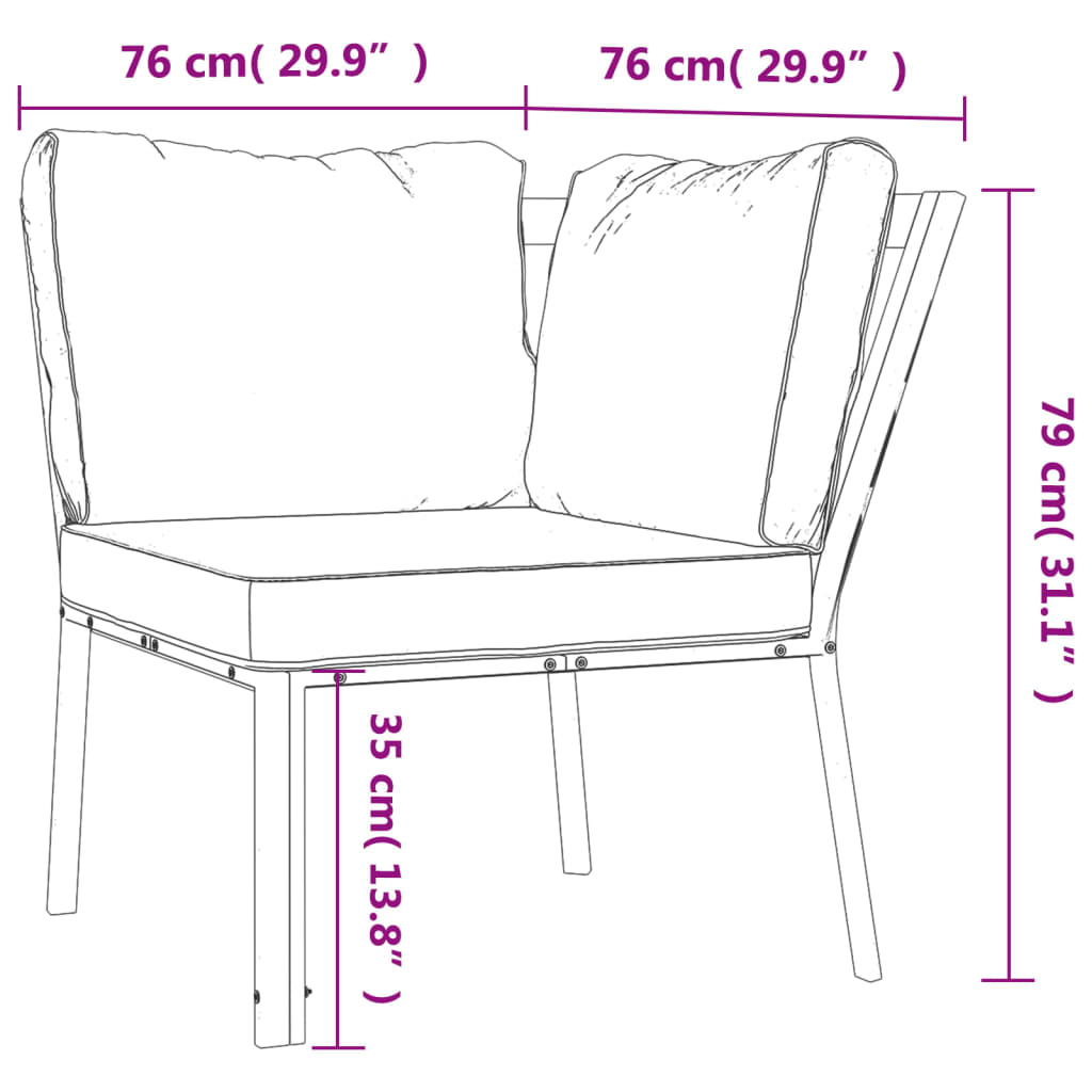 Cadeira de jardim com almofadões cinzentos 76x76x79 cm aço