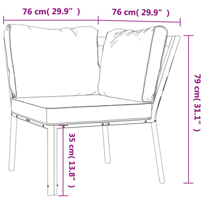 Cadeira de jardim com almofadões cinzentos 76x76x79 cm aço