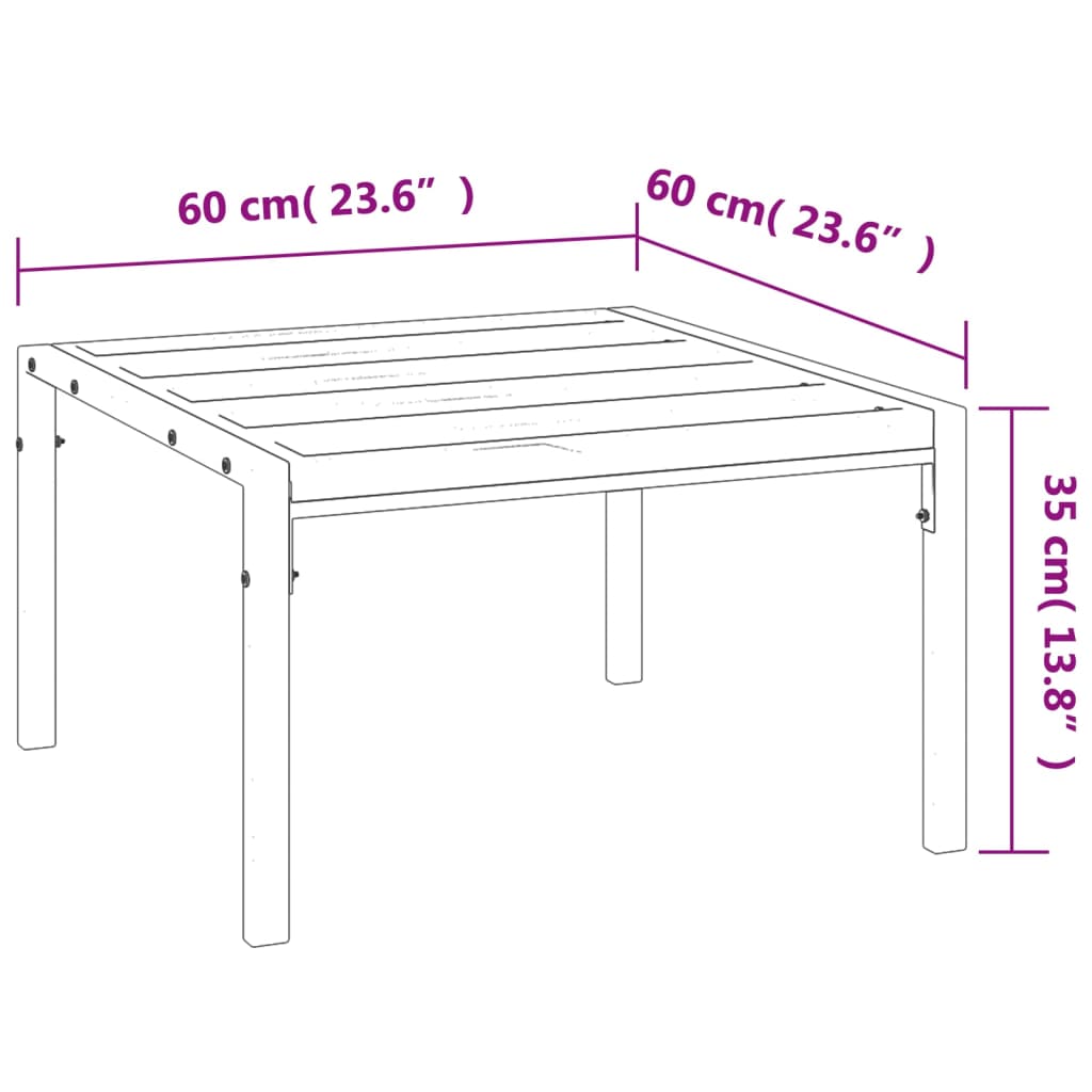 Mesa de centro para jardim 60x60x35 cm aço preto